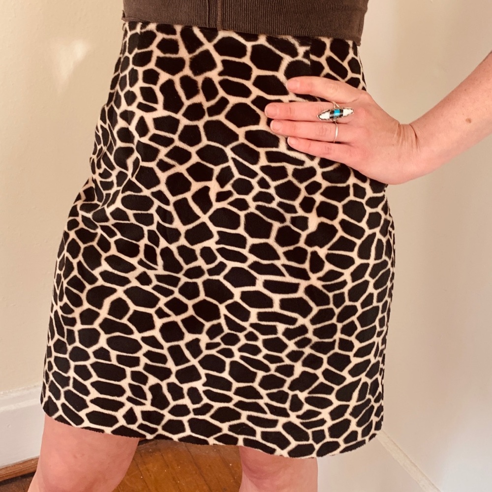VINTAGE 90s plush giraffe print mini skirt size 4